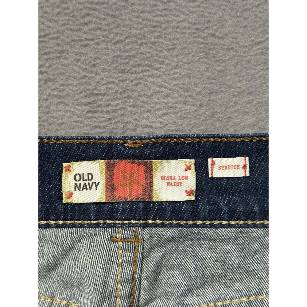 Old Navy Womens 16 Ultra Low Waist Denim Mini Skirt Blue Stretch Y2K EUC - Picture 5 of 8